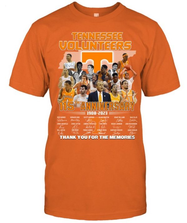 Tennessee Volunteers 115th Anniversary 1908 – 2023 Thank You For The Memories T-Shirt