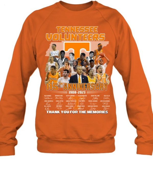 Tennessee Volunteers 115th Anniversary 1908 – 2023 Thank You For The Memories T-Shirt