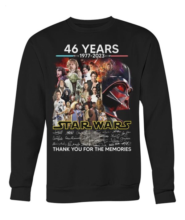 46 Years Of 1977 – 2023 Star Wars Thank You For The Memories T-Shirt