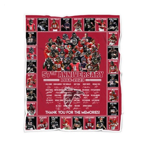 NFL Atlanta Falcons 57th Anniversary 1996 – 2023 Thank You For The Memories Quilt, Fleece Blanket, Sherpa Fleece Blanket