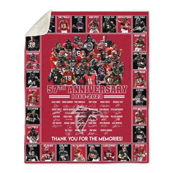 NFL Atlanta Falcons 57th Anniversary 1996 – 2023 Thank You For The Memories Quilt, Fleece Blanket, Sherpa Fleece Blanket