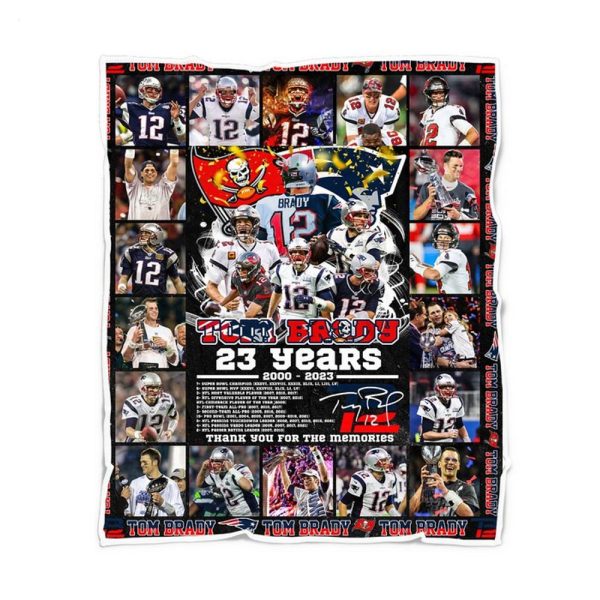Tom Brady 23 Years 2000 – 2023 Thank You For The Memories Quilt, Fleece Blanket, Sherpa Fleece Blanket