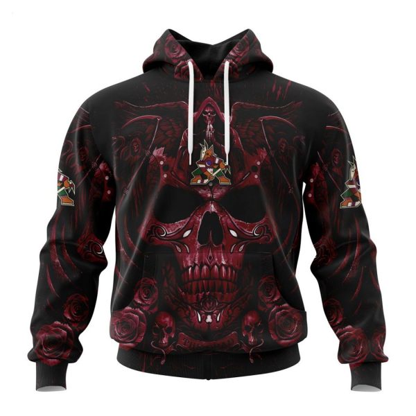 Personalized NHL Arizona Coyotes Special Design With Skull Art Hoodie