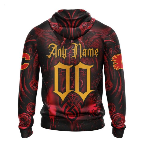 Personalized NHL Calgary Flames Special Design With Skull Art Hoodie