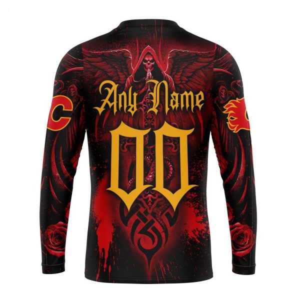 Personalized NHL Calgary Flames Special Design With Skull Art Hoodie