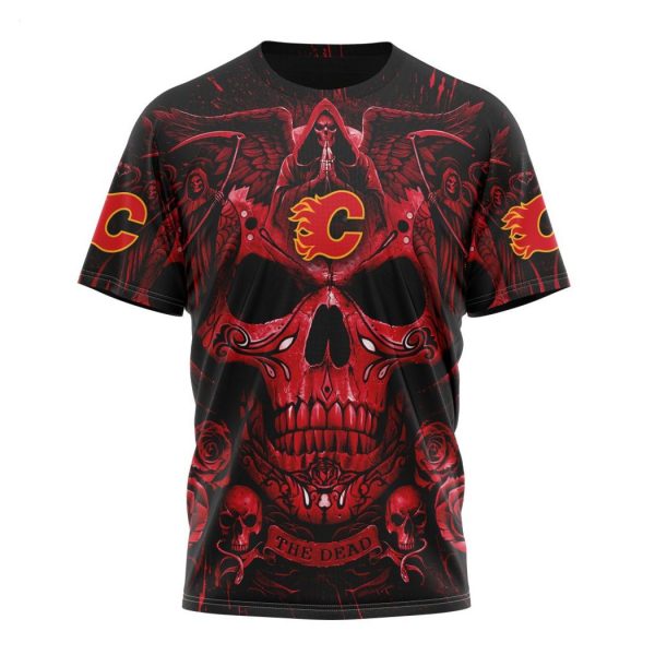 Personalized NHL Calgary Flames Special Design With Skull Art Hoodie