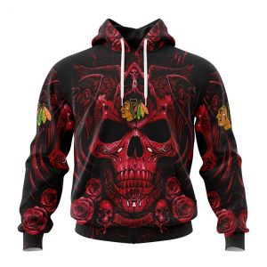 Personalized NHL Chicago Blackhawks Special Design With Skull Art Hoodie