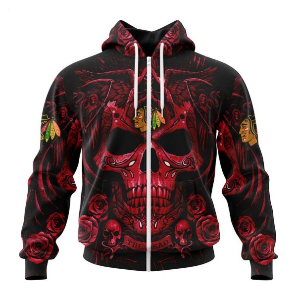 Personalized NHL Chicago Blackhawks Special Design With Skull Art Hoodie