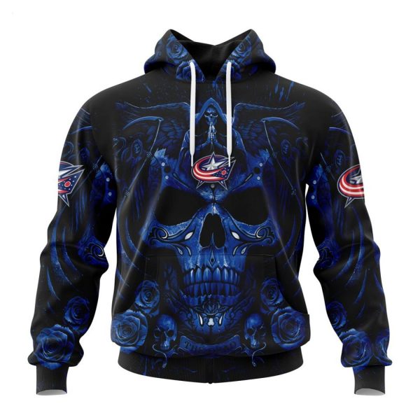 Personalized NHL Columbus Blue Jackets Special Design With Skull Art Hoodie