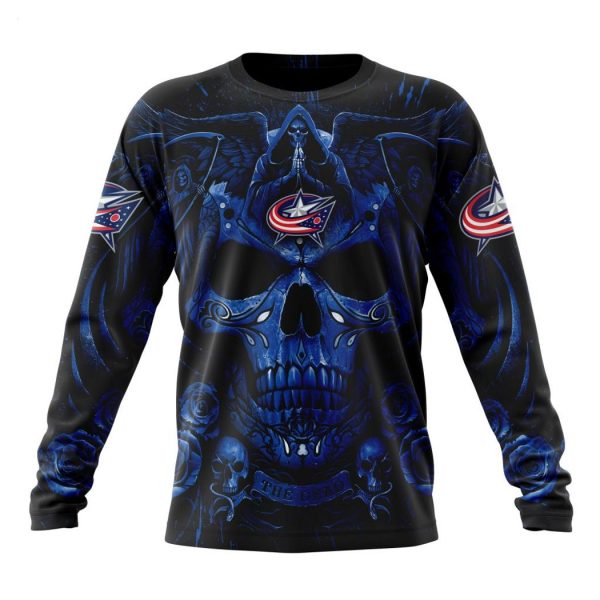 Personalized NHL Columbus Blue Jackets Special Design With Skull Art Hoodie