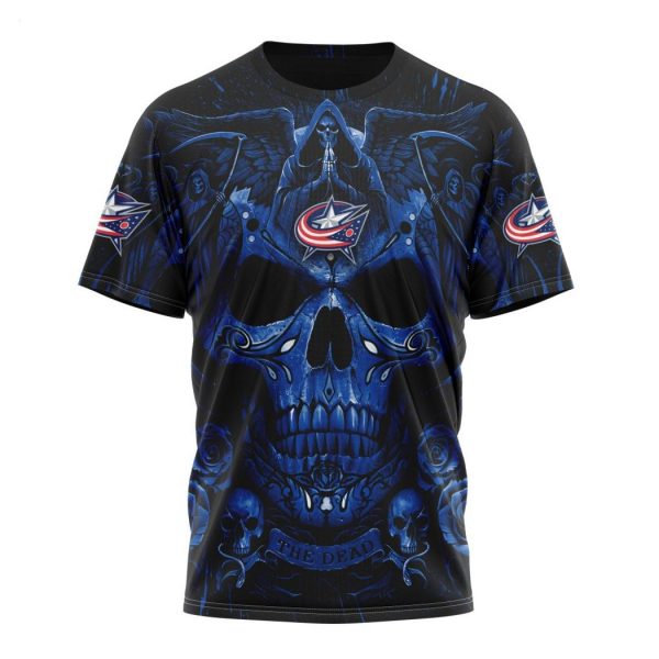 Personalized NHL Columbus Blue Jackets Special Design With Skull Art Hoodie