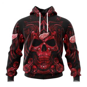 Personalized NHL Detroit Red Wings Special Design With Skull Art Hoodie