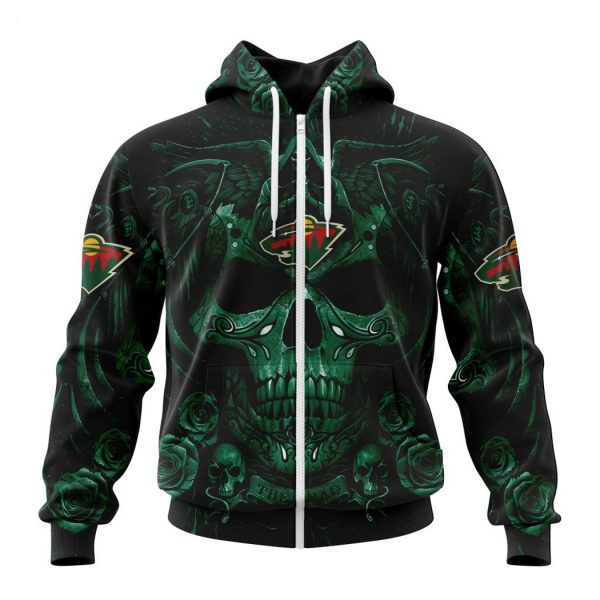 Personalized NHL Minnesota Wild Special Design With Skull Art Hoodie