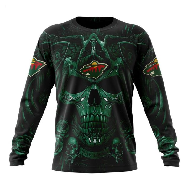 Personalized NHL Minnesota Wild Special Design With Skull Art Hoodie