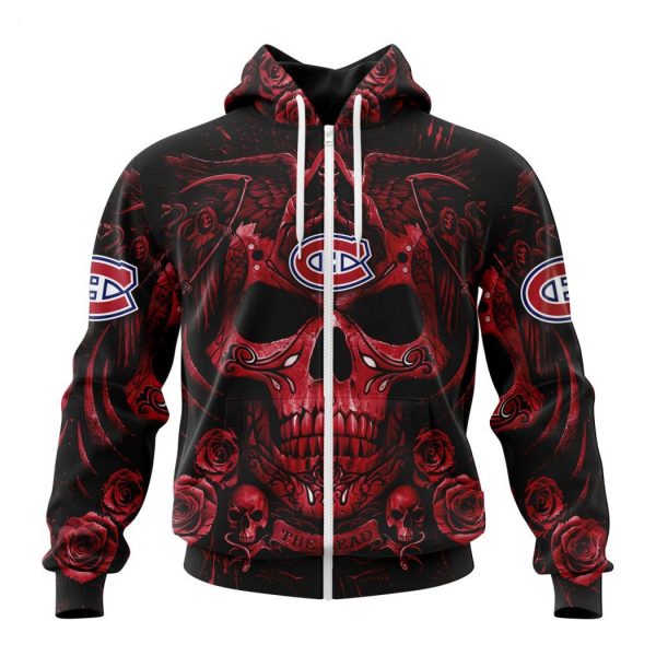 Personalized NHL Montreal Canadiens Special Design With Skull Art Hoodie