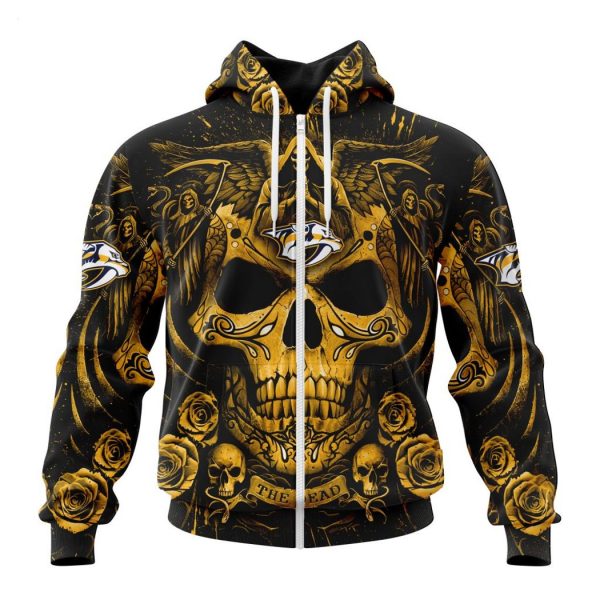 Personalized NHL Nashville Predators Special Design With Skull Art Hoodie