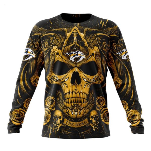 Personalized NHL Nashville Predators Special Design With Skull Art Hoodie