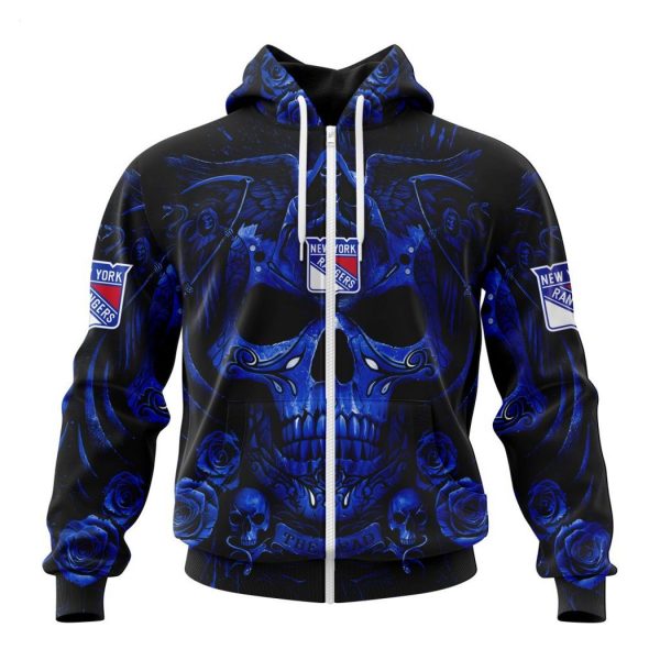 Personalized NHL New York Rangers Special Design With Skull Art Hoodie