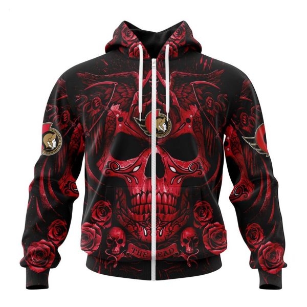 Personalized NHL Ottawa Senators Special Design With Skull Art Hoodie