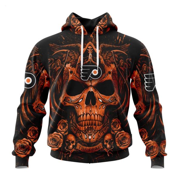 Personalized NHL Philadelphia Flyers Special Design With Skull Art Hoodie