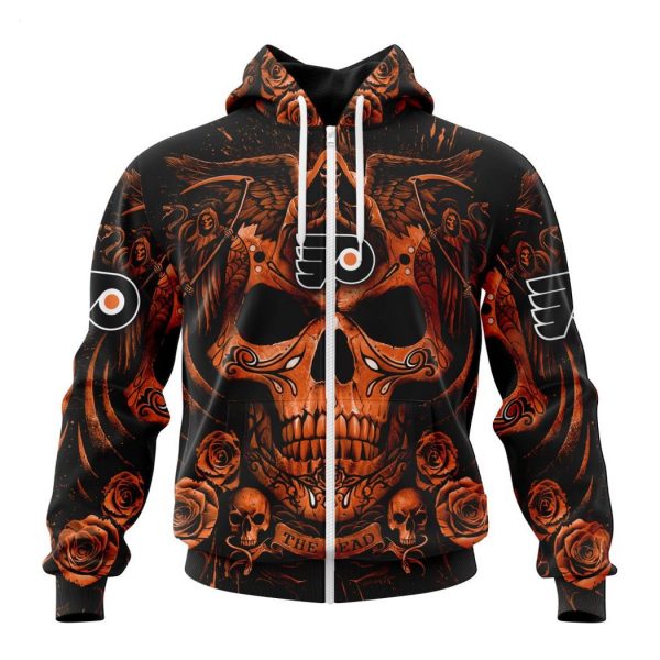 Personalized NHL Philadelphia Flyers Special Design With Skull Art Hoodie