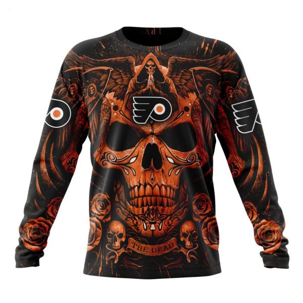 Personalized NHL Philadelphia Flyers Special Design With Skull Art Hoodie