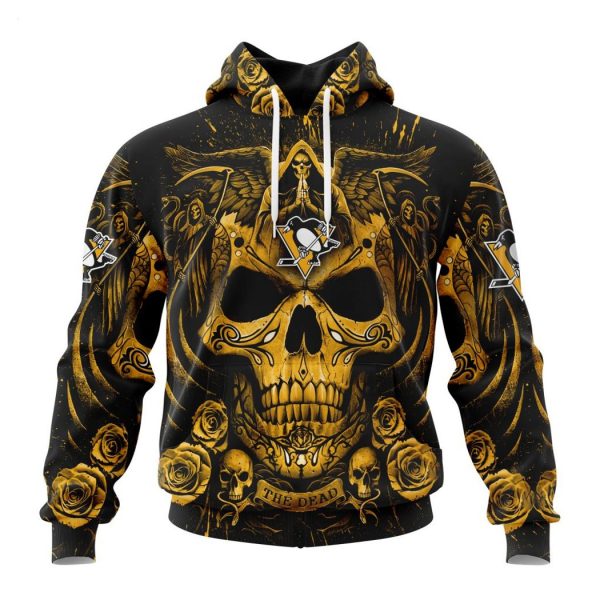 Personalized NHL Pittsburgh Penguins Special Design With Skull Art Hoodie