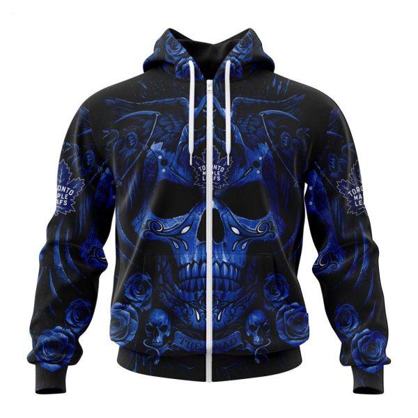 Personalized NHL Toronto Maple Leafs Special Design With Skull Art Hoodie