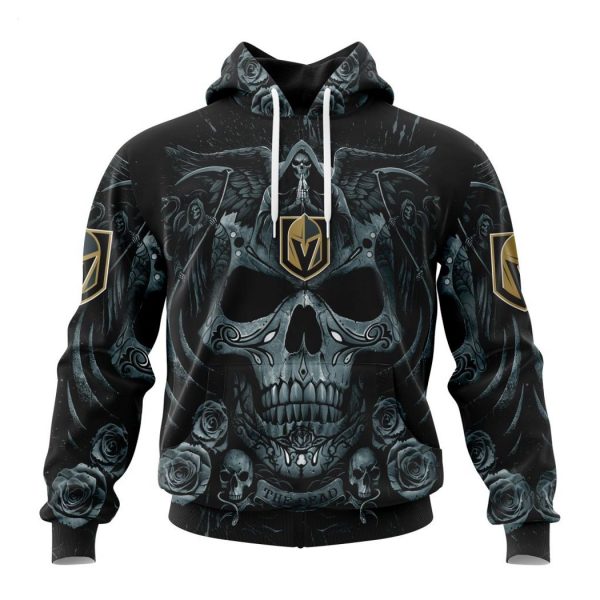 Personalized NHL Vegas Golden Knights Special Design With Skull Art Hoodie