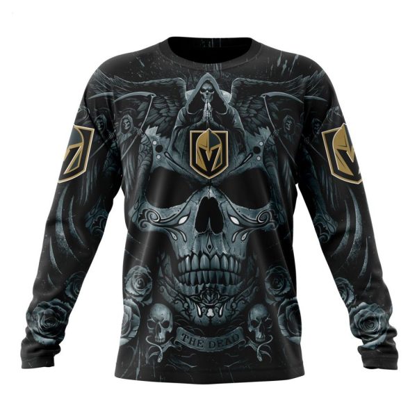 Personalized NHL Vegas Golden Knights Special Design With Skull Art Hoodie