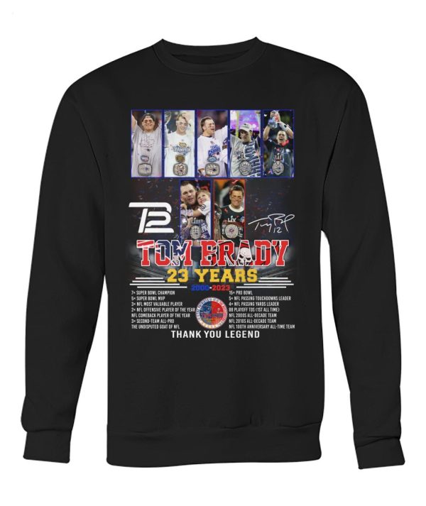 Tom Brady 23 Years Of 2000 – 2023 Thank You Legend T-Shirt