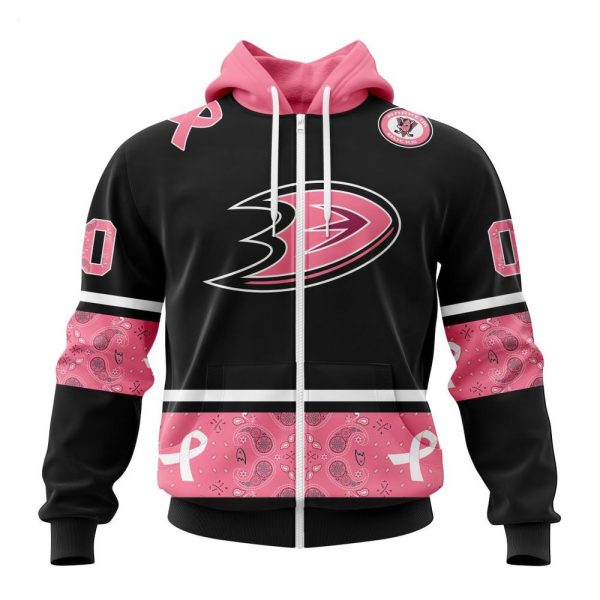 NHL Anaheim Ducks Personalized Specialized Design In Classic Style With Paisley! WE WEAR PINK BREAST CANCER Hoodie