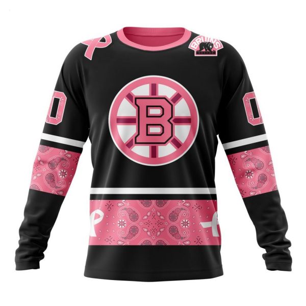 NHL Boston Bruins Personalized Specialized Design In Classic Style With Paisley! WE WEAR PINK BREAST CANCER Hoodie