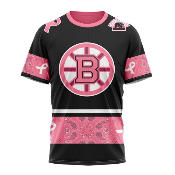 NHL Boston Bruins Personalized Specialized Design In Classic Style With Paisley! WE WEAR PINK BREAST CANCER Hoodie