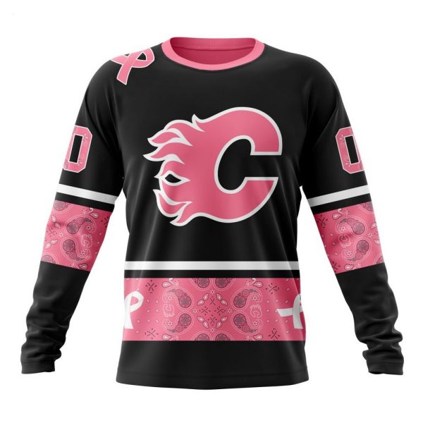 NHL Calgary Flames Personalized Specialized Design In Classic Style With Paisley! WE WEAR PINK BREAST CANCER Hoodie