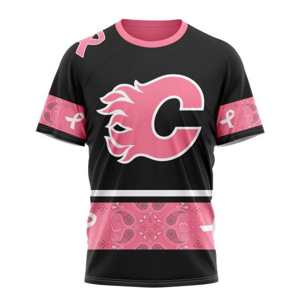 NHL Calgary Flames Personalized Specialized Design In Classic Style With Paisley! WE WEAR PINK BREAST CANCER Hoodie