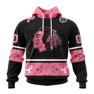 NHL Chicago BlackHawks Personalized Specialized Design In Classic Style With Paisley! WE WEAR PINK BREAST CANCER Hoodie