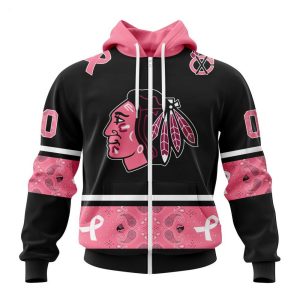 NHL Chicago BlackHawks Personalized Specialized Design In Classic Style With Paisley! WE WEAR PINK BREAST CANCER Hoodie