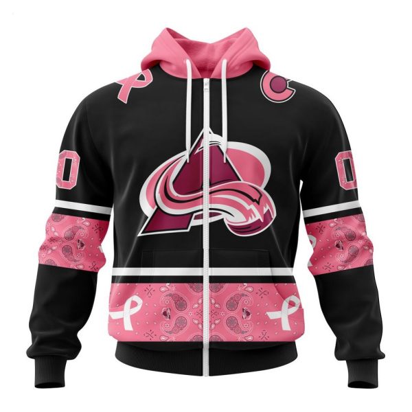 NHL Colorado Avalanche Personalized Specialized Design In Classic Style With Paisley! WE WEAR PINK BREAST CANCER Hoodie