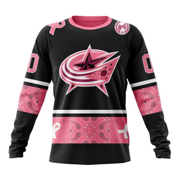 NHL Columbus Blue Jackets Personalized Specialized Design In Classic Style With Paisley! WE WEAR PINK BREAST CANCER Hoodie