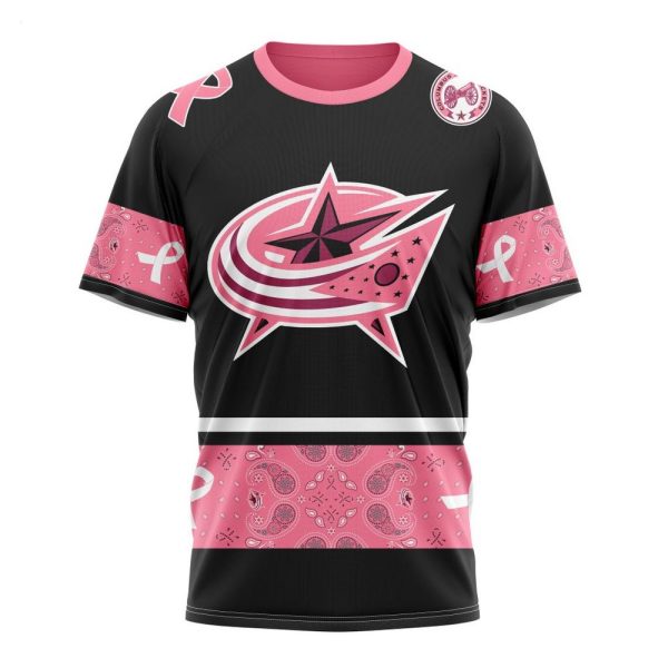 NHL Columbus Blue Jackets Personalized Specialized Design In Classic Style With Paisley! WE WEAR PINK BREAST CANCER Hoodie