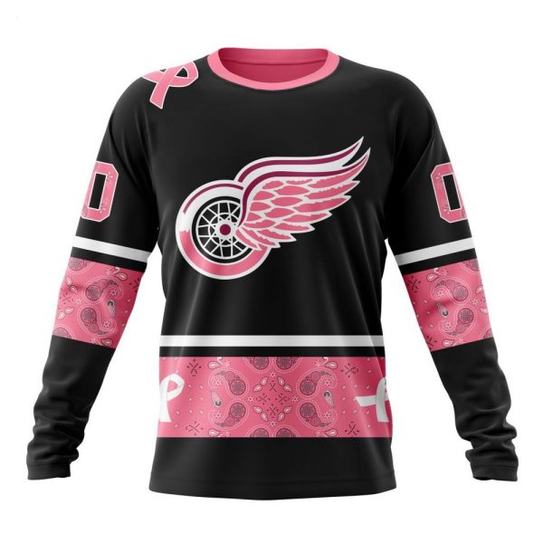 NHL Detroit Red Wings Personalized Specialized Design In Classic Style With Paisley! WE WEAR PINK BREAST CANCER Hoodie