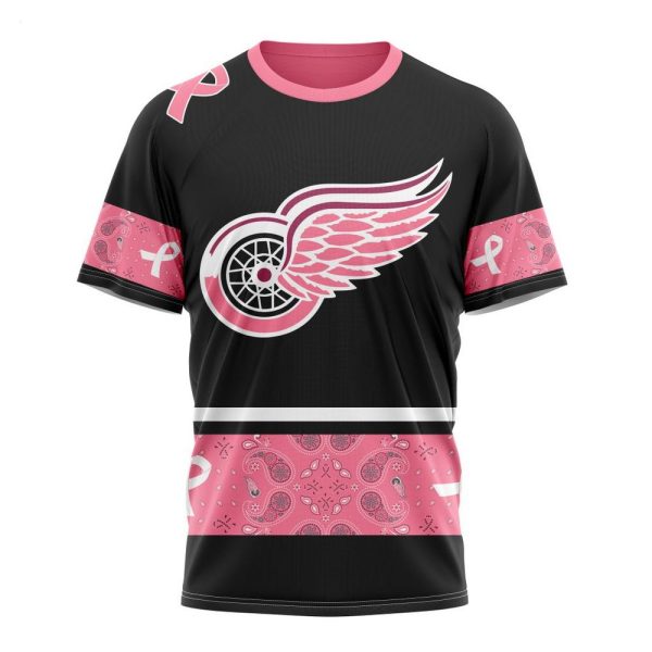 NHL Detroit Red Wings Personalized Specialized Design In Classic Style With Paisley! WE WEAR PINK BREAST CANCER Hoodie