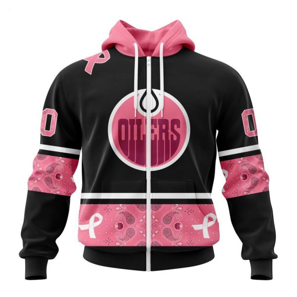 NHL Edmonton Oilers Personalized Specialized Design In Classic Style With Paisley! WE WEAR PINK BREAST CANCER Hoodie