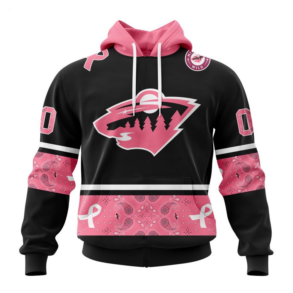 Personalized NHL Minnesota Wild Breast Cancer Awareness Paisley