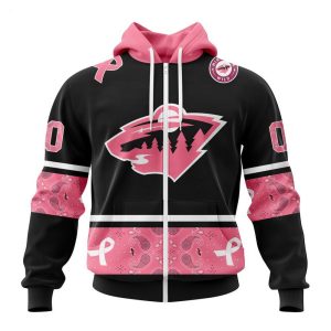 NHL Minnesota Wild Personalized Specialized Design In Classic Style With Paisley! WE WEAR PINK BREAST CANCER Hoodie