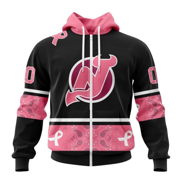 NHL New Jersey Devils Personalized Specialized Design In Classic Style With Paisley! WE WEAR PINK BREAST CANCER Hoodie