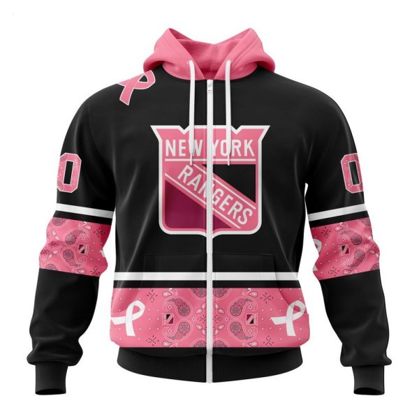 NHL New York Rangers Personalized Specialized Design In Classic Style With Paisley! WE WEAR PINK BREAST CANCER Hoodie