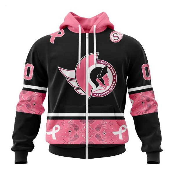 NHL Ottawa Senators Personalized Specialized Design In Classic Style With Paisley! WE WEAR PINK BREAST CANCER Hoodie