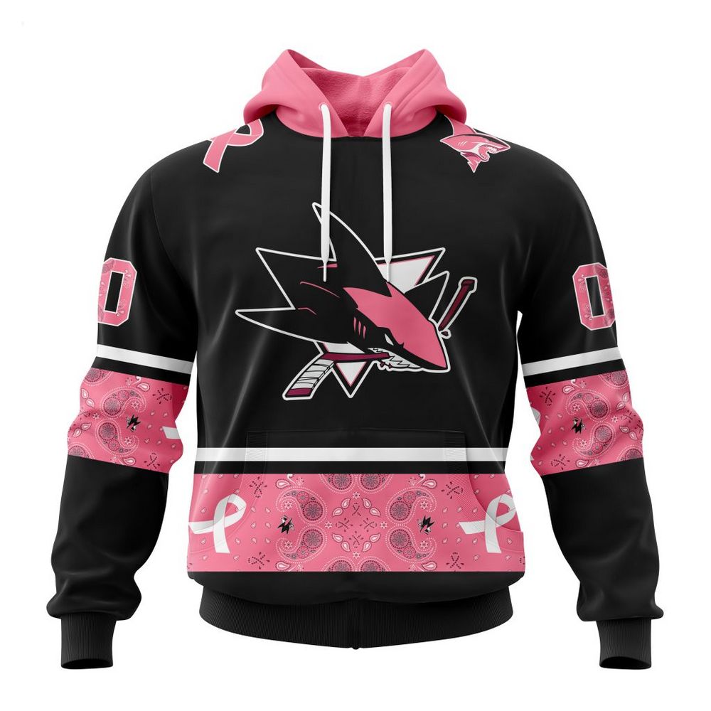 Personalized NHL San Jose Sharks Breast Cancer Awareness Paisley